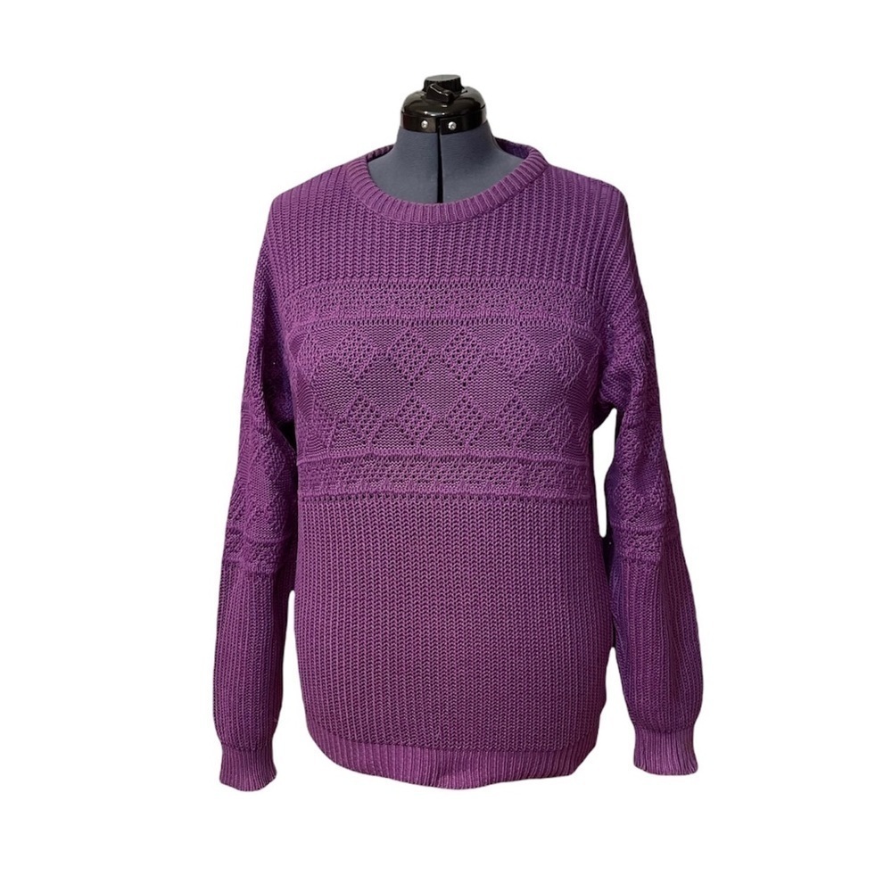 TONY LAMBERT Women's‎ Pullover Cotton Sweater Size Medium *Made in USA* Purple